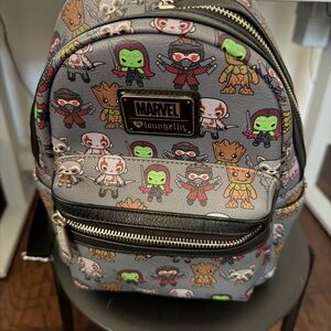 Loungefly Marvel mini backpack- Gray with Colorful Characters